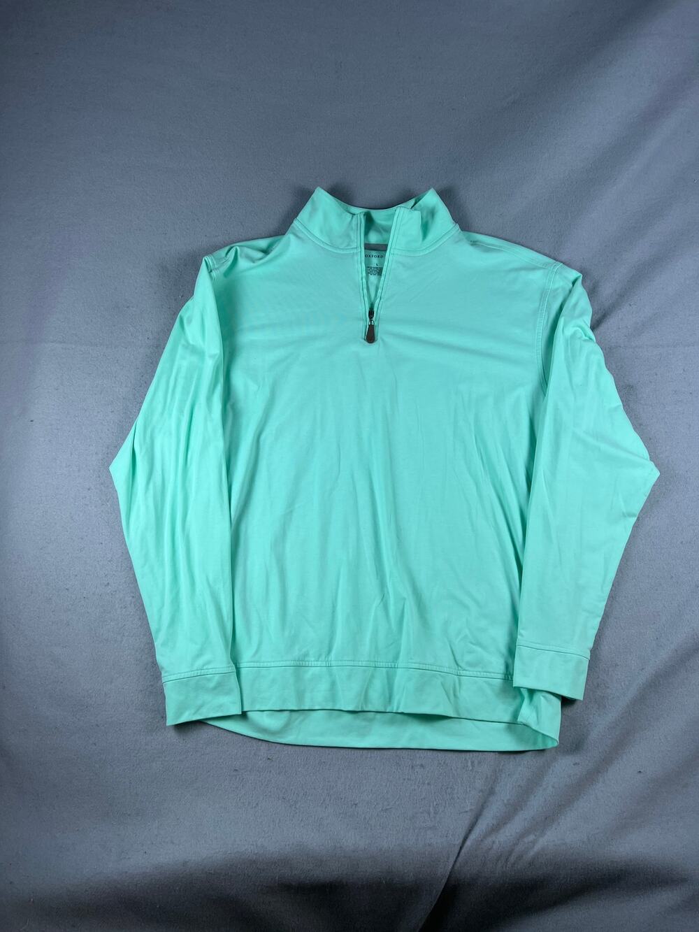 Oxford Golf Sweatshirt Mens L Green Quarter Zip Mock Neck Stretch Pullover Sport